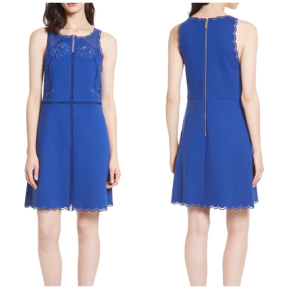 New Ted Baker Codi Embroidered Scalloped Dress - Picture 2 of 7